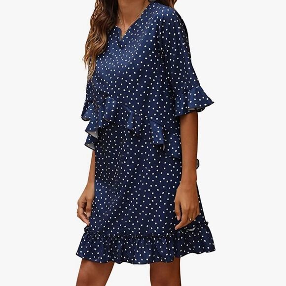 ⭐️NWT CHERFLY Women's Summer Swing Casual Short Ruffle Flowy Dress⭐️ - Picture 3 of 14